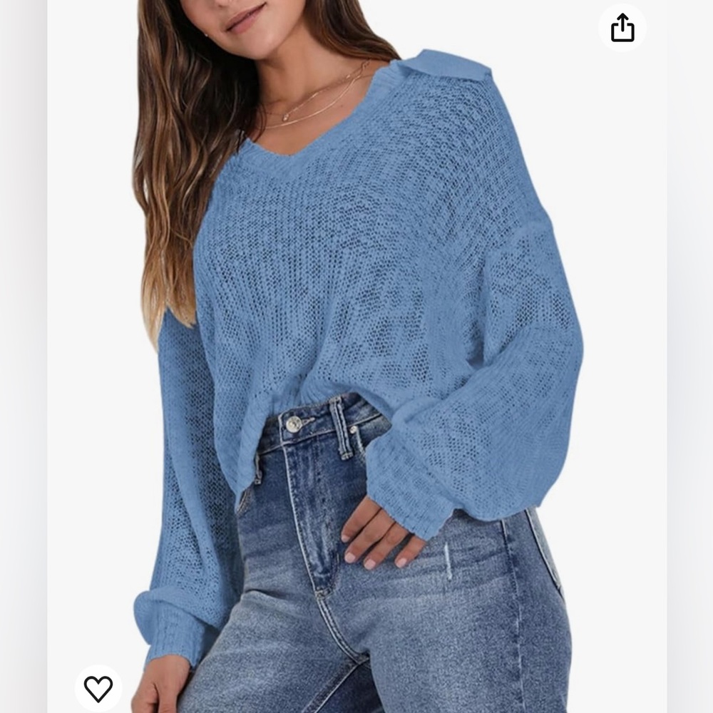 Oversized Pullover Sweaters Casual Collared V Neck Long Sleeve Lightweight Knit